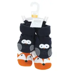 Hudson Baby Infant Boy Animal Fleece Booties 2-Pack, Navy Owl Fox
