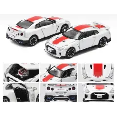 Nissan GT-R (RHD) Pearl White with Red Stripe "50th Anniversary Edition" Ltd Ed 1200 pcs 1/64 Diecast Model Car by Era Car