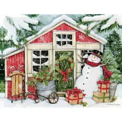 LANG 18ct Snowman Farmhouse Boxed Holiday Greeting Card Pack