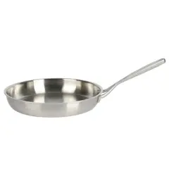 Gibson Home Babish 12' Stainless Steel Triply Professional Grade Fry Pan with Stainless Lid: Induction Safe, 3.25 Qt Capacity