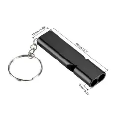 Unique Bargains Double Tubes Loud Aluminum Whistle with Lanyard Keychain 2 Pcs