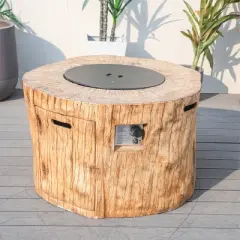 Moda Furnishings 23.8'' H x 40'' W Magnesium Oxide Propane Outdoor Fire Pit Table with Lid