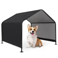 Costway Outdoor Dog Shade Shelter for Small Medium Large Breeds Pet House with Metal Frame