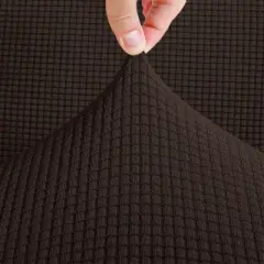 Home Mart Goods Chocolate Brown 3-Piece Set 4-Way Stretch Ruffled Skirt Slipcover Sofa Loveseat & Armchair Cover Protector