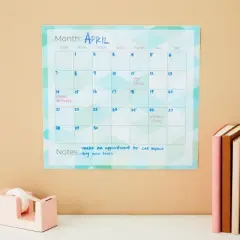 Paper Junkie 6-Pack Undated Monthly Adhesive Peel and Stick Calendar Reusable Calendar for Wall, Home Office, 3 Assorted Colors (13.75x12.8 in)
