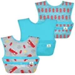 green sprouts Baby Mealtime Set Easywear Bibs Mini Platemat Gray/Aqua - 4pc