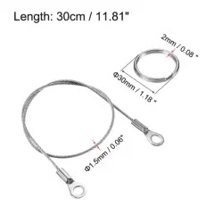 Unique Bargains Stainless Steel Retractable Thin Lanyard Cables with Key Rings 10 Pcs