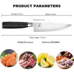 imarku Chef Knife 8-Inch Pro Japanese Kitchen Knife 7Cr17MoV High-Carbon Stainless Steel Paring Knife Ergonomic Handle Rasor Sharp Single-Bevel Edge