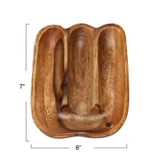 Storied Home Acacia Wood Divided Tray, Natural