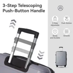 NAYSAYE Luggage PP Hardshell 3 Piece Spinner Set with TSA Lock and Ergonomic Handles for Travel, Dark Gray, 20.47"*11.22"*29.33"