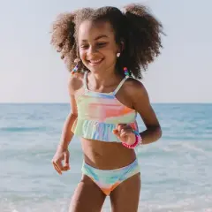 Girls&rsquo; Ruffled High Neck Bikini Set - Cupshe