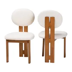 Baxton Studio 2pc Kacela Boucle Fabric and Wood Dining Chair Set