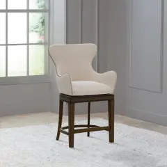 25.75" Caydena Memory Return Swivel Wood Counter Height Barstool Rustic Gray/Cream Fabric - Hillsdale Furniture