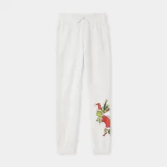 Kids' The Grinch Matching Family Christmas Jogger Pants - Oatmeal Beige