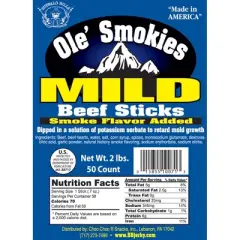 Buffalo Bills 2-lb Mild 5" Ole Smokies Saddlebag (50 twist end beef sticks per saddlebag)