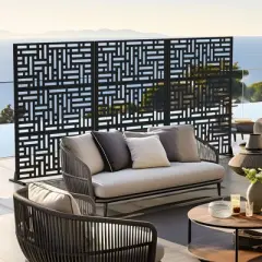 PexFix 72 in. x 47 in. Outdoor Metal Privacy Screen in Streets Pattern in Black
