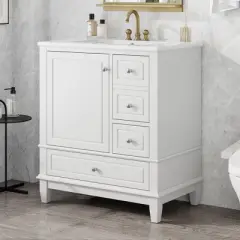 Christopher Knight Home Thomas 30" Bathroom Vanity with Sink, One Door with Shelf and Three Drawers