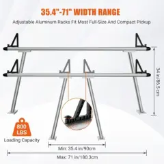 71" Aluminum Truck Ladder Rack - Heavy Duty 800LB Capacity, Universal Pickup Truck Bed Rack with 8 C-Clamps, for Kayak, Surfboard
