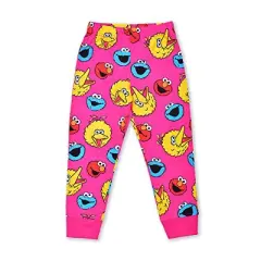 Sesame Street Girl's Elmo, Big Bird, and Cookie Monster 2 Pack Graphic Printed Long Sleeve Tee Shirt and Jogger Pants Set for infant