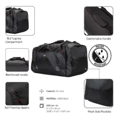 DUKAP Carry On Contender Gym Duffel Bag - Black