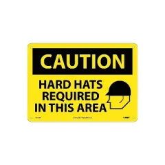 National Marker Caution Signs; Hard Hats Required In This Area Graphic 10X14 Rigid Plastic C507RB