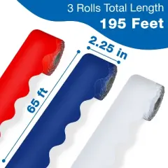 Carson Dellosa Education 65' Patriotic 3 Pack Rolled Bulletin Board Border Set (3 rolled borders)