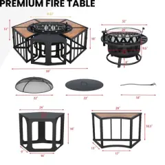 UPTION Steel Outdoor Fireplace with Side Tables