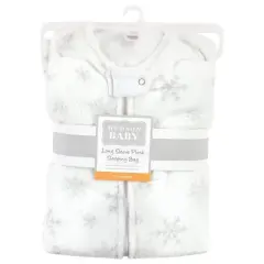 Hudson Baby Infant Girl Plush Sleeping Bag, Sack, Blanket, Long-Sleeve Snowflakes