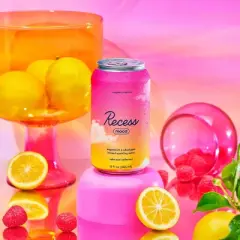 Recess Mood Raspberry Lemon Sparkling Water with Magnesium L Threonate - 12 fl oz Can