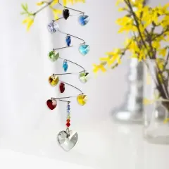 Woodstock Wind Chimes Woodstock Rainbow Makers Collection, Crystal Spiral, 9'' Rainbow Hearts Crystal Suncatcher CS23