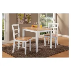 3pc Dining Table with 2 Ladderback Chairs White/Natural &ndash; International Concepts