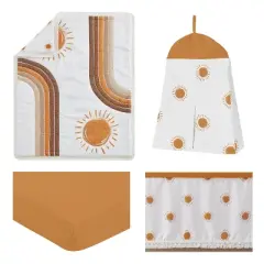 Sweet Jojo Designs Baby Crib Bedding Set - White and Pumpkin Boho Sun Collection 4pc
