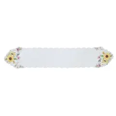 Sunflower and Daisies Cutwork Table Runner - Multicolor - 13x70 - Elrene Home Fashions