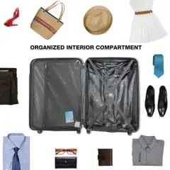 Spinner Suitcase Set with TSA Lock and Organizer Interior ABS Hardshell 3 Piece Luggage - Cuddlewood