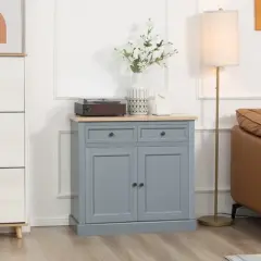 HOMCOM Sideboard Buffet Cabinet with Storage Drawers, 2 Door Kitchen Storage Cabinet with Adjustable Shelves, Coffee Bar for Living Room, Dark Gray