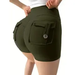 DOMETOUR Women&rsquo;s High Waist Sports Short with Pocket