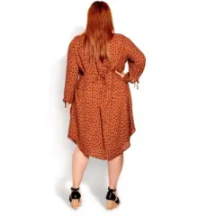 Women's Plus Size Woven Print Shirt Dress - ginger | EVANS
