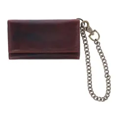 CTM Men's Colorado Leather RFID Long Trifold Chain Wallet