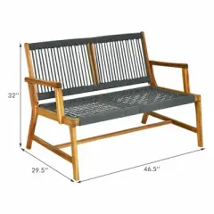MOEPISY 2-Person Acacia Wood Yard Bench For Balcony And Patio Grey