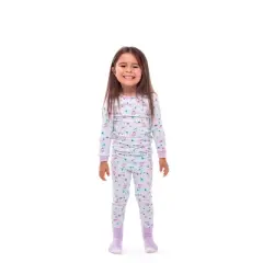 Sleep On It Infant/Toddler Girls Vibrant Butterflies Snug Fit 2-Piece Pajama Sleep Set with Matching Socks
