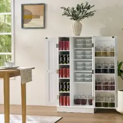 Bella Depot Freestanding 47"H Pantry Cabinet with Adjustable Shelves