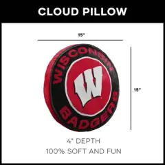 15" NCAA Wisconsin Badgers Cloud Pillow: Team Logo Round Plush