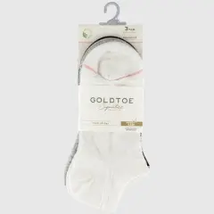 Goldtoe Signature Collection Women's 3pk Fresh Care Linework Floral Liner Socks - White/Grey/Black 6-9