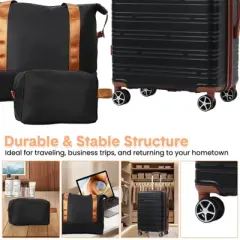 3 Piece Carry On Luggage Set With Spinner Wheels, Carry On Suitcase Set With Duffel Bag for Women, Hardside Luggage Airline Approved With Tsa Lock