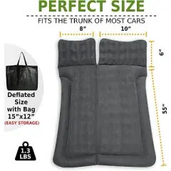 Zone Tech Car Trunk Inflatable Air Mattress - Air Pump Flocking Back Seat Mattress  Bed with 2 Inflatable Pillows for Travel Camping Family Outing