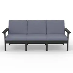 Hyleory 3-Seat Patio Accent Chair With Cushion,HDPE  Patio Sofa With Loose Cushion