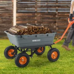 VEVOR Garden Cart, Durable Poly Dump Cart with Simple Assembly Steel Structure, Handy Wheelbarrow with 1500 lbs Load Capacity, 13 inch Wheels