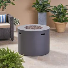 GDFStudio Hearth Outdoor 40,000 BTU Lightweight Concrete Circular Fire Pit Table