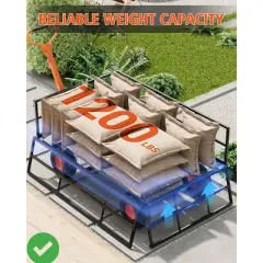 Heavy Duty Steel Garden Cart 1200 LBS Capacity 3 in 1 Pullable Garden Wagon with 13" Wheels for Gardening Soil Tools & Plant Transport