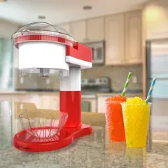 Hastings Home Electric Shaved Ice Machine and Snow Cone Maker for Home Use - 7" x 12", Red/White